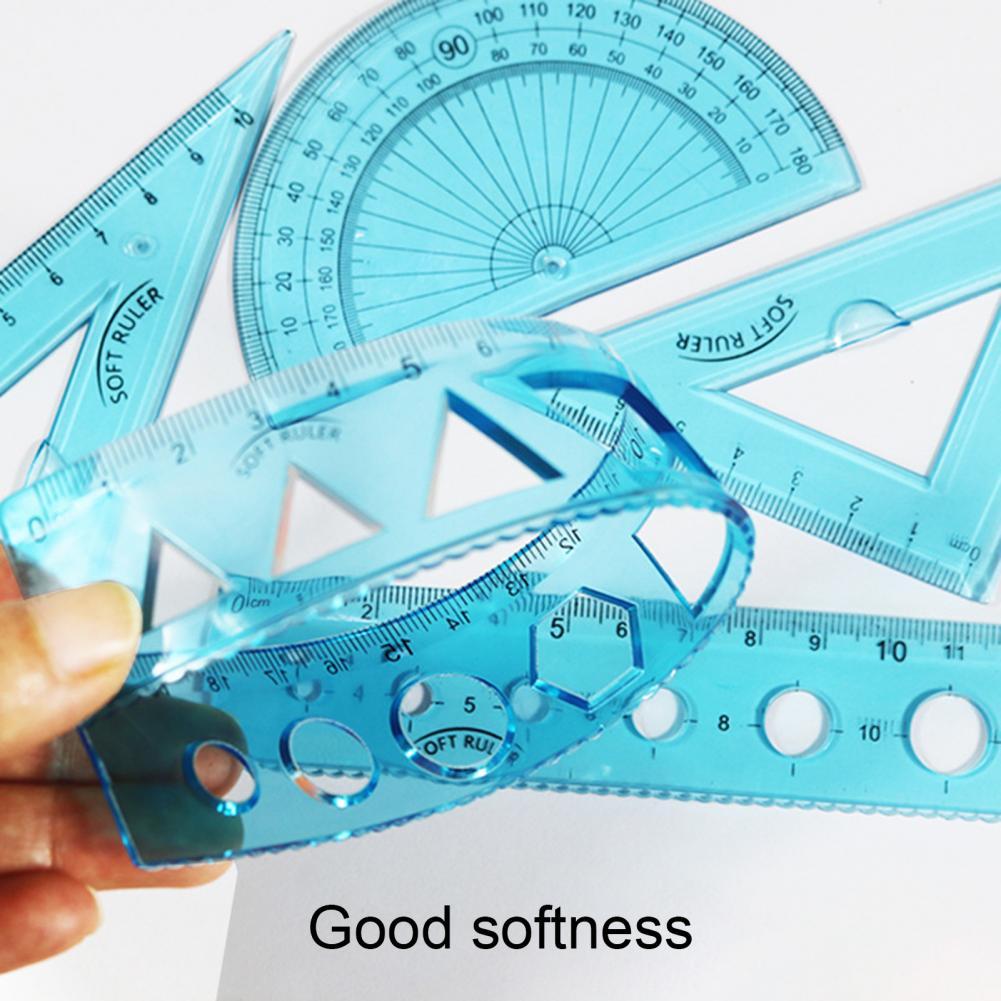 1 Set Student Ruler Set Math Geometry Tool Set Flexible Precision Scale Plastic Centimeters Geometry Ruler Set Offic